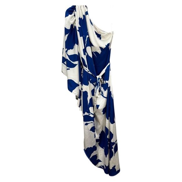 Hutch Anthropologie Floral One Shoulder Satin Maxi Dress Size 4 - Picture 5 of 10